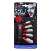 Rött Läppstift & Lösnaglar