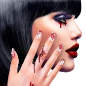 Vita Lösnaglar Blodiga - 12-pack