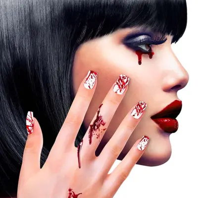 Vita Lösnaglar Blodiga - 12-pack