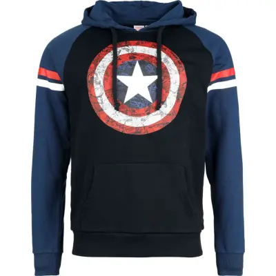 Captain America - Marvel Luvtröja - Comic Shield - S XXL - för Herr - svart/blå