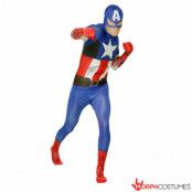 Captain America Morphsuit Maskeraddräkt, XXL