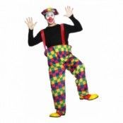 Clown med Hängselbyxor Maskeraddräkt - Medium