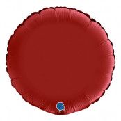 Folieballong Rund Satin Rubinröd - 45 cm