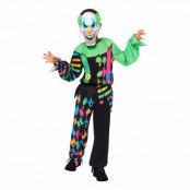 Läskig Neon Clown Barn Maskeraddräkt - Large