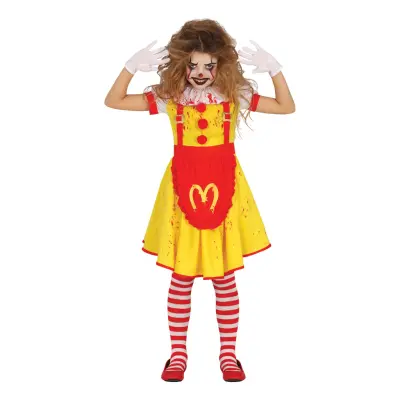 Läskig Snabbmatsclown Klänning Barn Maskeraddräkt - Small
