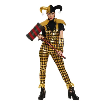 Mörk Harlequin Dam Maskeraddräkt - Large