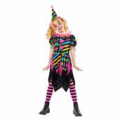 Neon Clown Klänning Barn Maskeraddräkt - Large