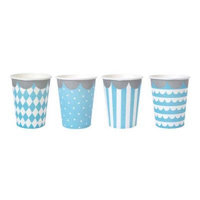 Pappersmuggar Ljusblå Mönstrade - 8-pack