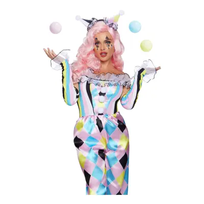 Parisisk Clown Dam Deluxe Maskeraddräkt - Large