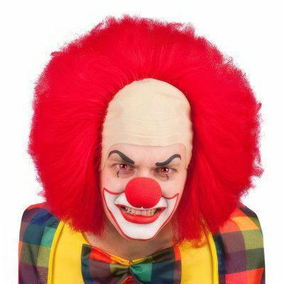 Röd Clownperuk med Flint - One size
