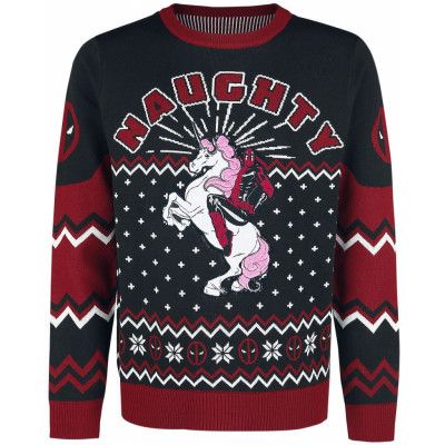 Deadpool - Marvel Christmas jumper - Naughty - L - för Herr - svart/röd
