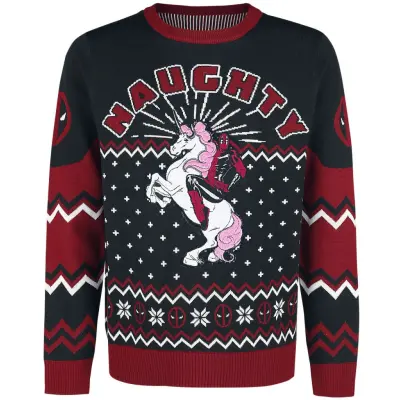 Deadpool - Marvel Christmas jumper - Naughty - L - för Herr - svart/röd