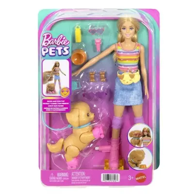 Barbie Pets Skate and Run Valp och Docka - Barbie -  Leksaksaffären