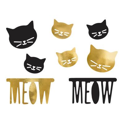 Dekorationer Katt Svart/Guld - 8-pack