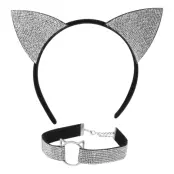 Diadem Kattöron&Choker Strass - One size