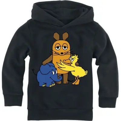 Die Sendung mit der Maus - Anime Luvtröja - Maus - Elefant - Ente - 104 - för barn - svart