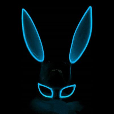 El Wire Kanin LED Mask - Blå