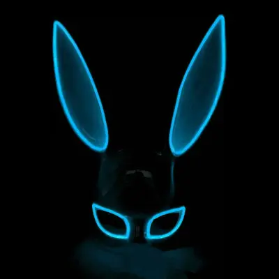 El Wire Kanin LED Mask - Blå