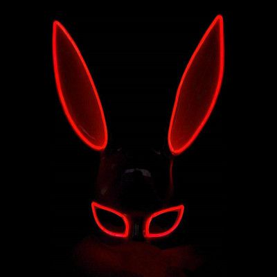 El Wire Kanin LED Mask - Röd