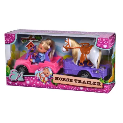 Evi Love Docka med bil och hästsläp - Evi Love -  Leksaksaffären