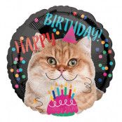 Folieballong Happy Birthday Katt
