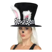 Höghatt Svart med Kaninöron - One size