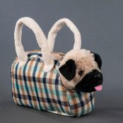 Husdjur i väska : Model - Brun hund i rutig väska