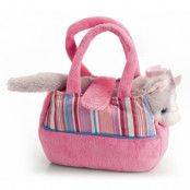 Husdjur i väska : Model - Grå katt i rosa väska