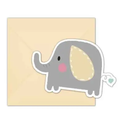 Inbjudningskort Babyshower Elefant - 6-pack