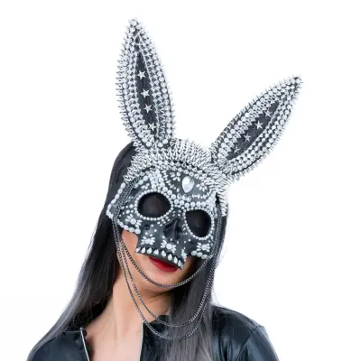 Kaninmask Dödskalle med Nitar och Kedjor - One size