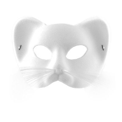Katt Sammet Halvmask - Vit