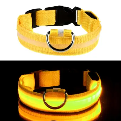 LED Hundhalsband - Gul - Medium