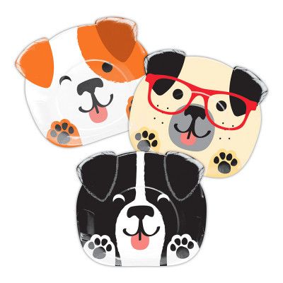 Papperstallrikar Dog Party Ansiktsformade - 8-pack