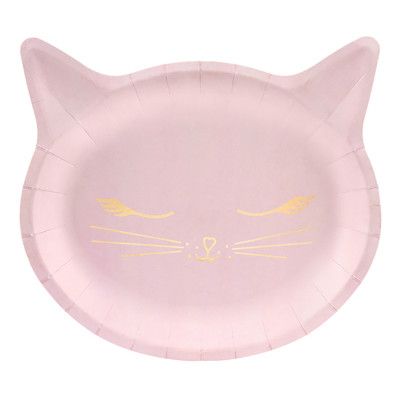 Papperstallrikar Katt Rosa - 6-pack