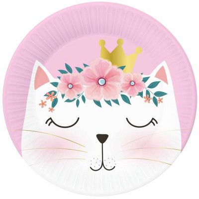 Rosa Katt Pappersassiette 18cm 6-pack