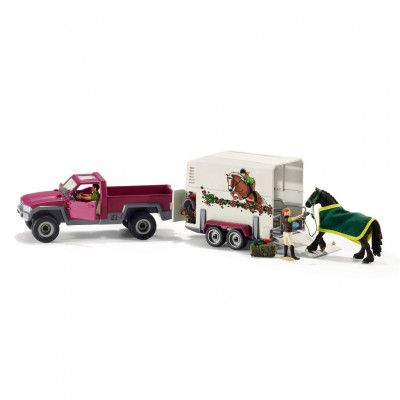 schleich HORSE CLUB Pickup med hästsläp, ryttare & häst 42346