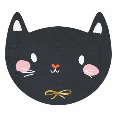 Servetter Svart Katthuvud - 20-pack