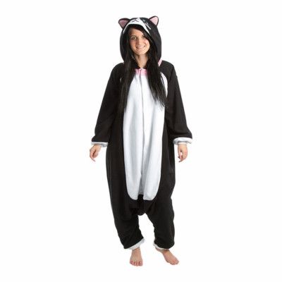 Svart Katt Kigurumi - X-Large