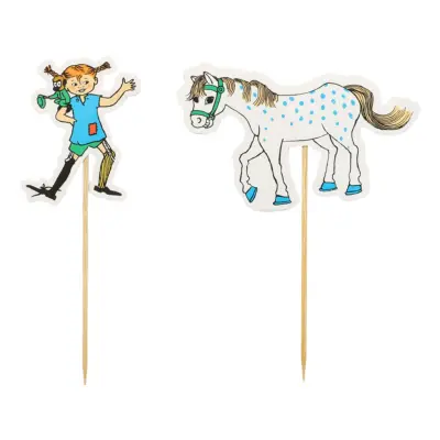 Tårtdekorationer Pippi Långstrump - 10-pack