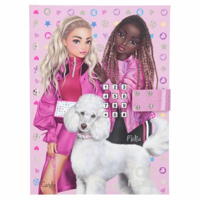 TOPModel Dagbok med kod & musik Rosa med hund