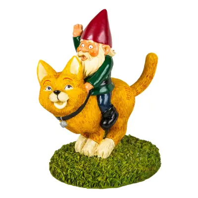Trädgårdstomte Ridande på Katt