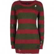 Terror på Elm Street Stickad jumper - Freddy - S XXL - för Dam - röd/grön