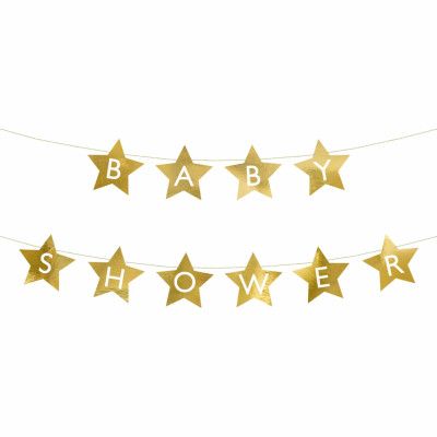 Baby Shower Girlang Stjärnor Guld