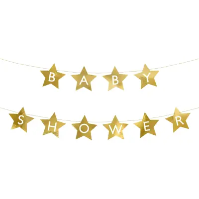 Baby Shower Girlang Stjärnor Guld