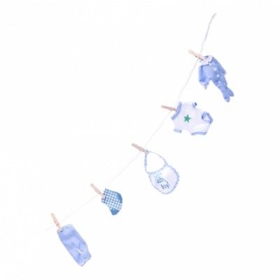 Babyshower Girlang Klädlina Blå