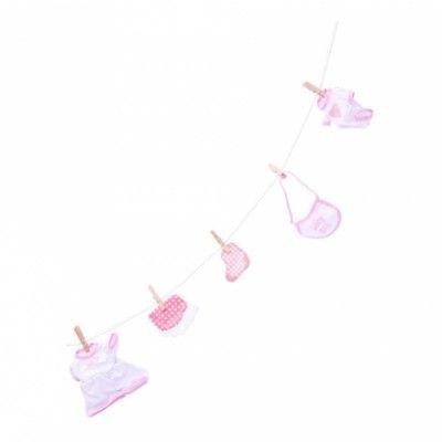 Babyshower Girlang Klädlina Rosa