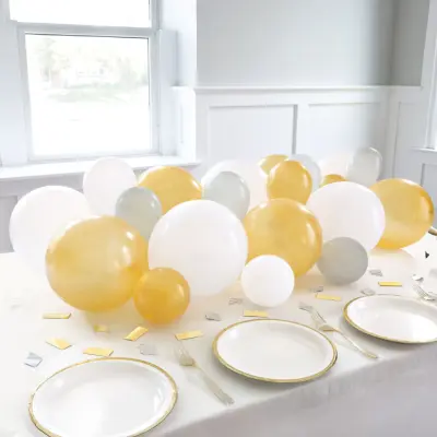 Ballonggirlang&Konfetti Silver/Vit/Guld