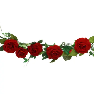 Blomgirlang Rosor Röda i Sammet Deluxe