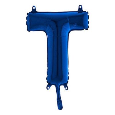 Bokstavsballong Mini Blå Metallic - Bokstav T