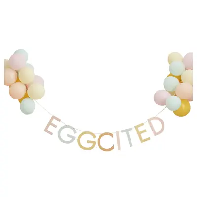 Bokstavsgirlang Eggcited med Ballonger